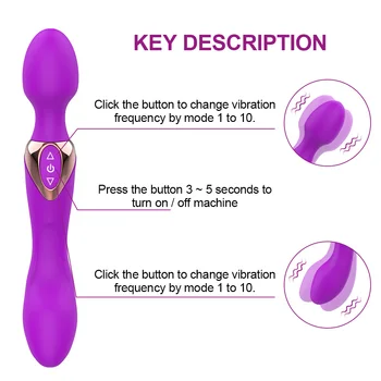 10 Frecvența Penis artificial Vibratoare Puternice G-Spot Masaj Dispozitiv de Stimulare Cap Dublu AV Bagheta Jucarii Sexuale Pentru Femeile de Încărcare USB
