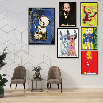 Andy Warhol printuri retro strada expoziție de artă poster,-Warhol panda jucărie amuzant maimuță Warhol poster, Warhol opera de arta, arta Sovietic,