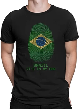 Brazilia SALE În ADN-ul Meu - Mens Amprenta Fotbal Fan Bumbac Barbati Tricou Scurt Casual din BUMBAC O-Neck Mens Îmbrăcăminte